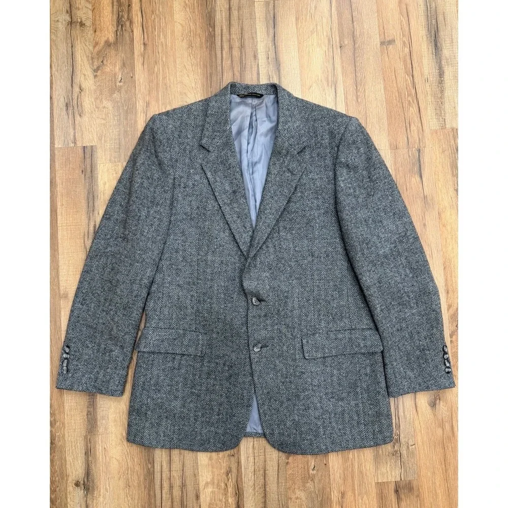 Christian Dior Monsieur Gray Herringbone Virgin‎ Wool Blazer Sport Coat USA